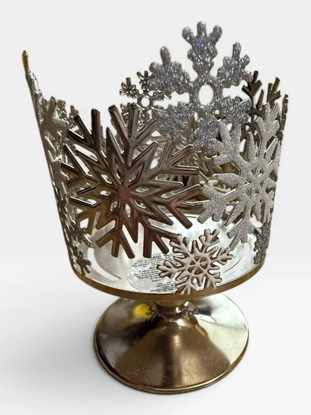 Bath & Body Works Silver Snowflake Pedestal Candle Holder